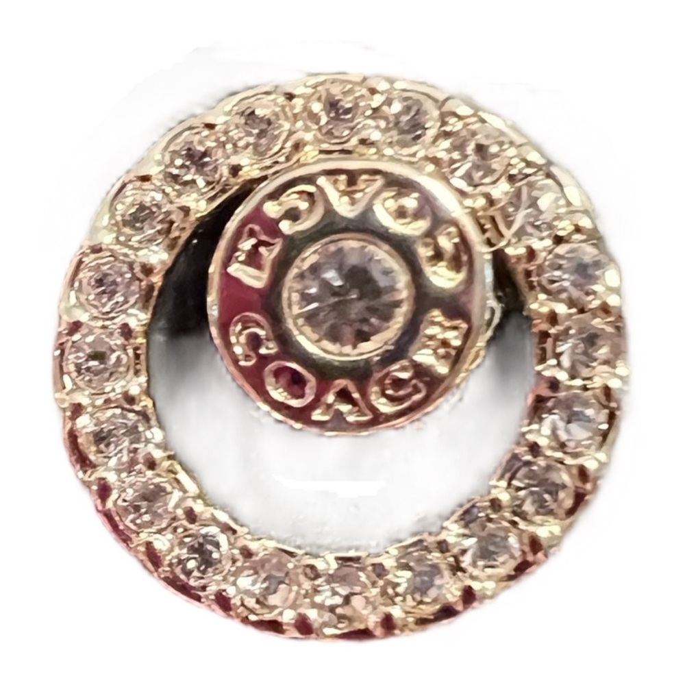 Coach NWT Stunning Open Circle Halo Rose Gold Rhinestone Stud Earrings (J146) - Picture 2 of 5